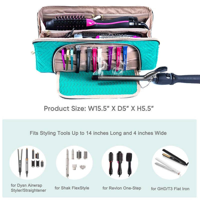 ELCUPA Large Travel Bag - 2in1 Hair Tools Organizer for Dryer Brush, Flat Irons, Straighteners, Curling Irons, Makeup Bag - Image 3